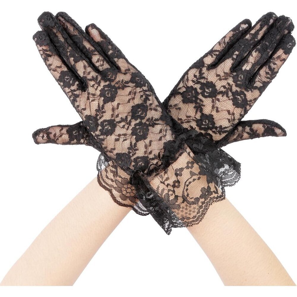 Women Black Gloves Short Bridal Wedding Party Opera Fashion Halloween Cosplay
